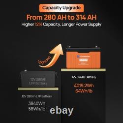 ECO-WORTHY 12V 314AH LiFePO4 Lithium Leisure Battery Bluetooth Motorhomes Vans