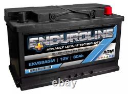 EXV88AGM Enduroline AGM Leisure Marine Battery 12V 80Ah
