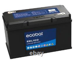 EcoBat Lithium Leisure Battery 12.8v 100Ah 1280Wh 330 x 175 x 195 Bluetooth