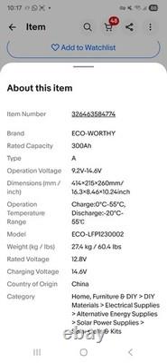 Eco Worthy 300ah Battery 12V Lithium LiFePO4 Deep Cycle Leisure Battery