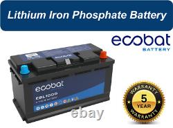 Ecobat 12V 100AH Lithium Motorhome / Caravan / Leisure Battery