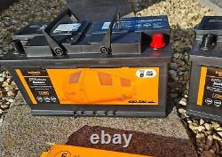 Halfords 12v Leisure Battery 100ah X 2 And 20w Solar Maintainer NEW