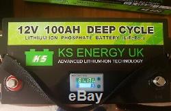 KS Energy Lithium LiFePO4 12V 100AH Leisure Battery for Leisure & Marine use