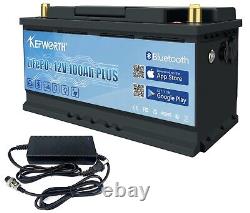 Kepworth Bluetooth LiFePO4 12V 100Ah Lithium Leisure Battery BMS, Inc Charger