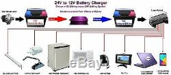 LEISURE BATTERY CHARGER 24V to 12V, 15A /180W, 26V Turn On, Charge 12V from 24V