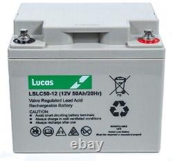 LUCAS 12V 50AH Sealed Rechargeable VRLA AGM Deep Cycle Battery Leisure Marine