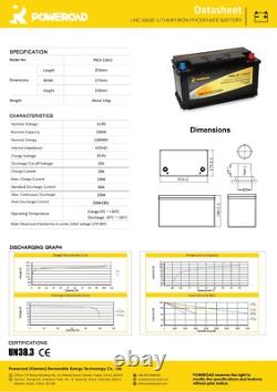Leisure Lithium Battery PRLR 100D 12v 100ah, 100amp BMS, 353 x 175 x 190