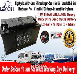 Leoch LAGM-110L 12V 110AH VRLA AGM Heavy Duty Ultra Deep Cycle Leisure Battery