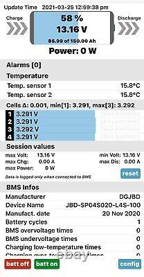 Lithium Leisure Battery, LiFePO4, Bluetooth, Motorhome, Boat, Van 150AH-170AH