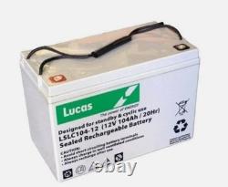 Lucas 12V 104Ah AGM Battery LSLC104-12 Deep Cycle for Leisure/Solar Use