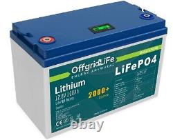 Offgrid Life 12V 100Ah Lithium LiFePO4 Leisure Battery RV Camper Boat Off Grid
