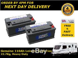 Pair Of 110amp Low Height 12v Quality Leisure Battery 4yr Gtee