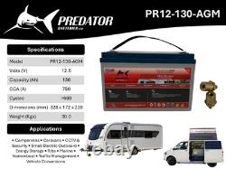 Predator AGM Leisure Battery 12v 130Ah with M8 Terminals