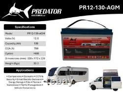 Predator Batteries AGM Leisure 12v 130Ah Boat, Traffic Management, Marine