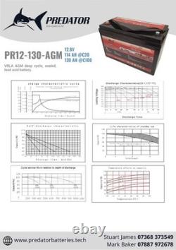 Predator Batteries AGM Leisure 12v 130Ah Boat, Traffic Management, Marine