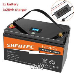 Shentec 12V 100Ah Lithium Iron Phosphate LiFePO4 Battery BMS For Leisure RV Boat