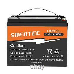 Shentec LiFePO4 12V 50Ah Lithium Leisure Battery BMS Off Grid Solar RV Home