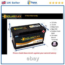 SolarFlex SFL110 Leisure Battery for Camper 12 volt 110 Ah C100 4 yr warr. New