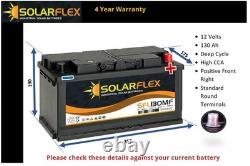 SolarFlex SFL130 Leisure Battery for Motor Mover 12 volt 130 Ah C100 4 yr warr