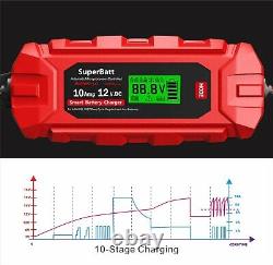 SuperBatt 12V 10A Smart Leisure Battery Charger & maintainer charges 4Ah 200Ah