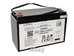 ULTRAMAX LEISURE BATTERY 12V 120Ah LiFePO4 LITHIUM MOTORHOME BATTERIES