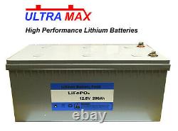 ULTRAMAX LEISURE BATTERY 12V 200Ah LiFePO4 LITHIUM FOR BOATS, YACHTS, CARAVANS