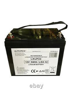 ULTRAMAX LEISURE BATTERY 12V 84Ah LiFePO4 LITHIUM ELECTRIC BOAT BATTERIES
