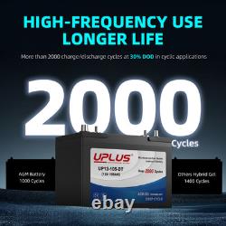 UPLUS 12V 105Ah Leisure Battery UP12-105-DT, 2000 Cycles, DT Terminal