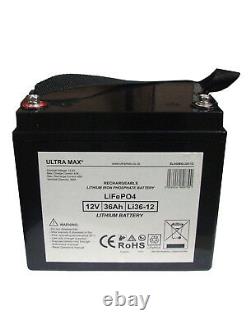 Ultramax LI36-12, 12v 36Ah Lithium Phosphate LiFePO4 Battery For Leisure