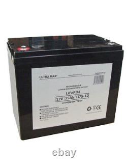 Ultramax LI75-12, 12v 75Ah Lithium Phosphate LiFePO4 Battery For Leisure