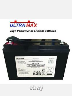 Ultramax Lithium LiFePO4 12V 100AH Leisure Battery for Leisure & Marine Range
