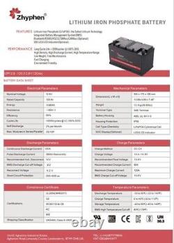 ZHYPHEN LITHIUM LEISURE BATTERY 12V (12.8V) 120Ah 1.5kWh LiFePO4 with CANbus